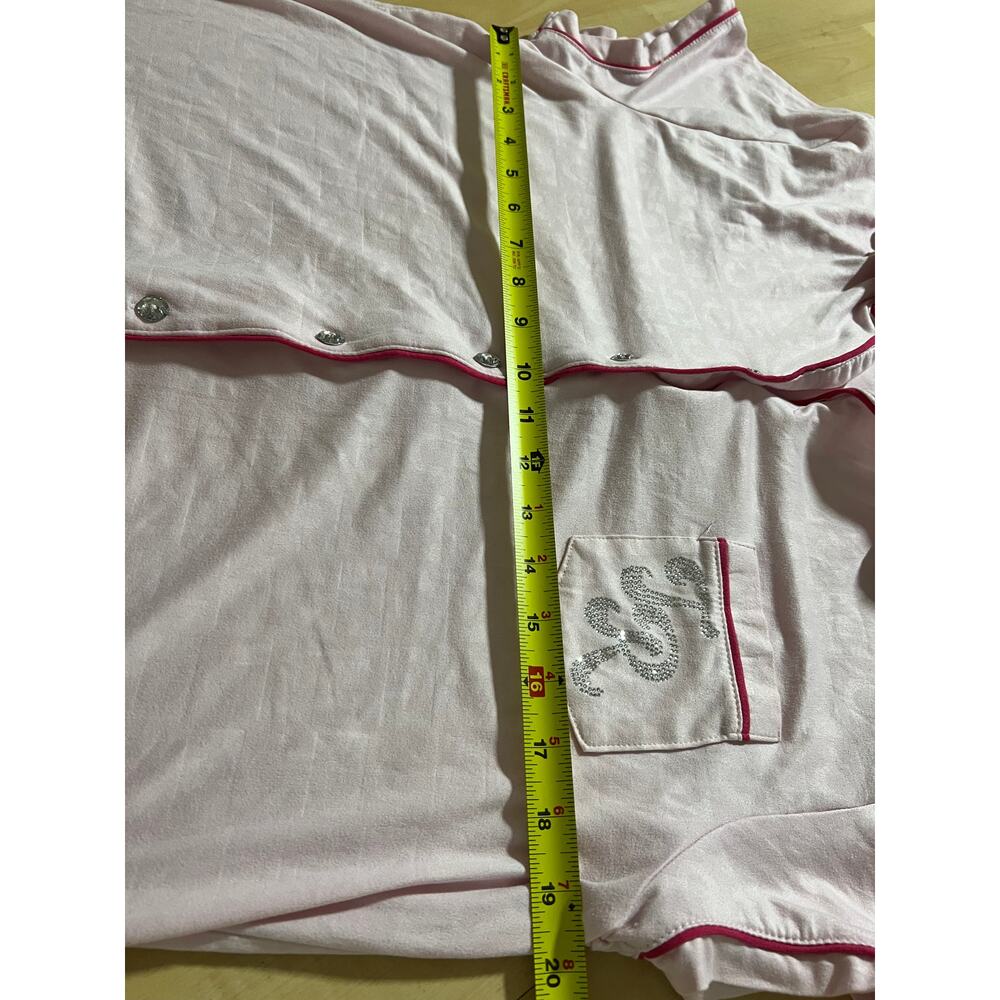 True Religion Women Pajama Top Size L Pink Short Sleeve Button Down Sleepwear - Picture 8 of 8